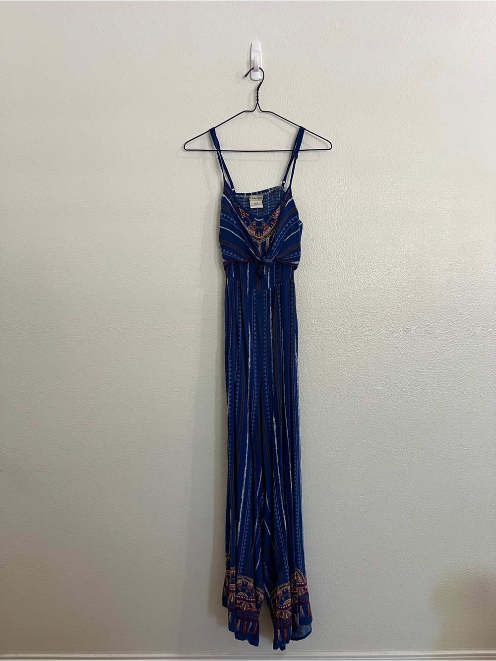 Blue Patterned Boho Summer Flowy Romper